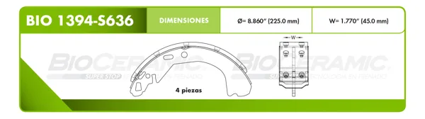 Balata Tambor Bioceramic Bio 1394-S636 BIO 1394-S636