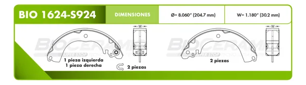 Zapata para freno Bioceramic FT BIO 1624-S924
