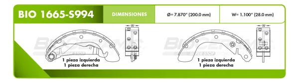 Balata Tambor Bioceramic Bio 1665-S994 BIO 1665-S994