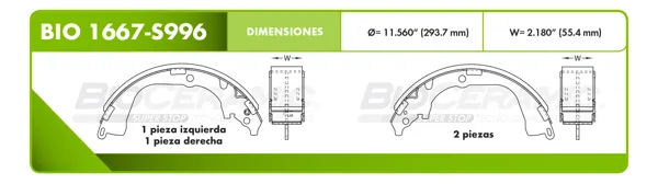 Zapata para freno Bioceramic FT BIO 1667-S996