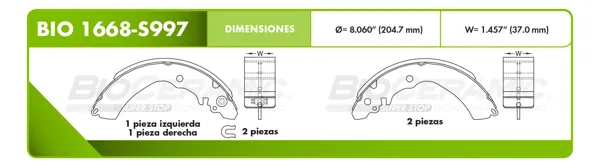 Zapata para freno Bioceramic FT BIO 1668-S997