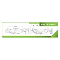 Pastilla para freno de disco Bioceramic, Formula Hibrida LowMet, Trasera
