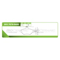 Pastilla para freno de disco Bioceramic, Formula Hibrida LowMet, Delantera