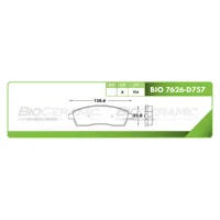 Pastilla para freno de disco Bioceramic, Formula Hibrida LowMet, Trasera