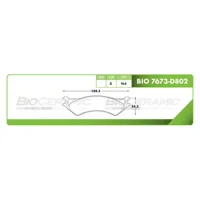 Pastilla para freno de disco Bioceramic, Formula Hibrida LowMet, Trasera
