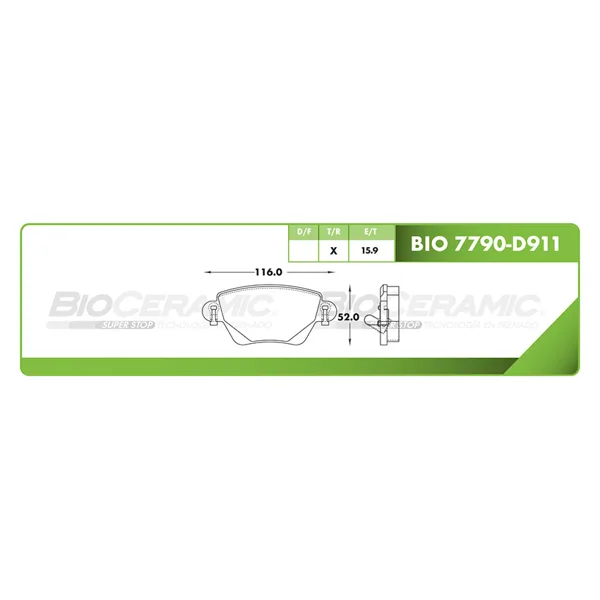 Pastilla para freno de disco Bioceramic, Formula Ceramic LowMet, Trasera BIO 7790-D911