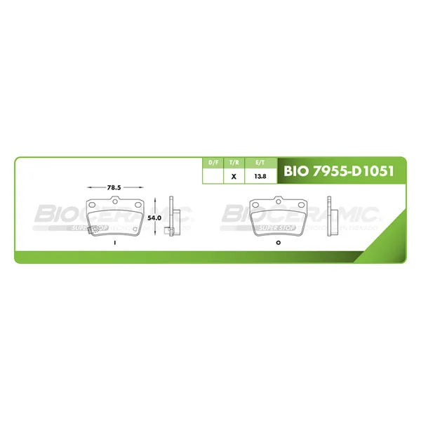 Pastilla para freno de disco Bioceramic, Formula Ceramic LowMet, Trasera BIO 7955-D1051