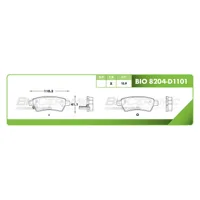 Pastilla para freno de disco Bioceramic, Formula Hibrida LowMet, Trasera