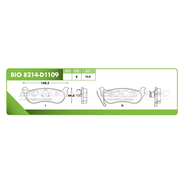 Pastilla para freno de disco Bioceramic, Formula Ceramic LowMet, Trasera BIO 8214-D1109