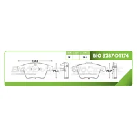 Pastilla para freno de disco Bioceramic, Formula Hibrida LowMet, Delantera