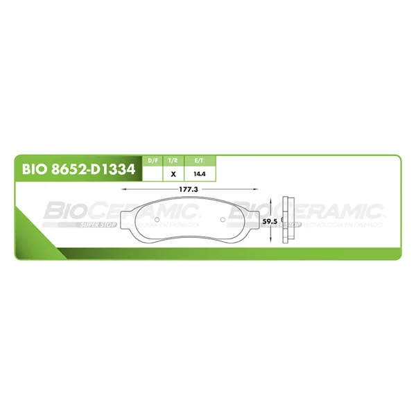 Pastilla para freno de disco Bioceramic, Formula Hibrida LowMet, Trasera BIO 8652-D1334