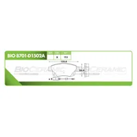 Pastilla para freno de disco Bioceramic, Formula Hibrida LowMet, Trasera