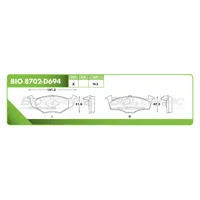 Pastilla para freno de disco Bioceramic, Formula Hibrida LowMet, Delantera