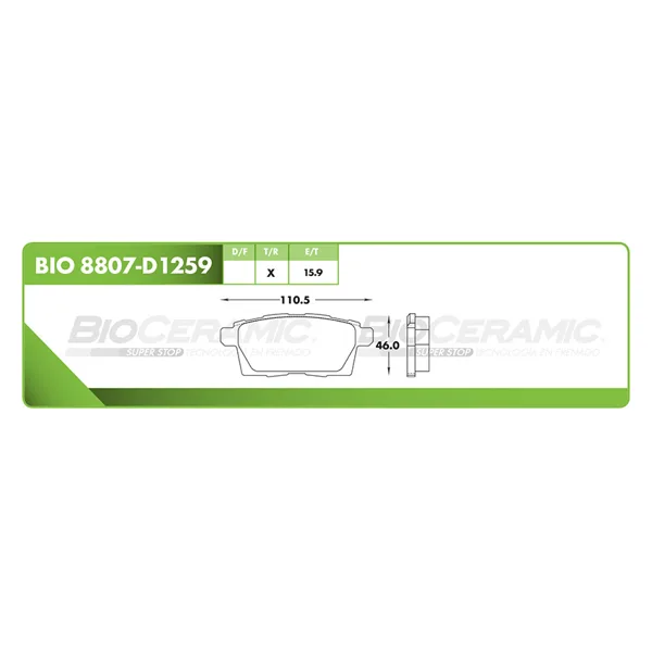 Pastilla para freno de disco Bioceramic, Formula Ceramic LowMet, Trasera BIO 8807-D1259