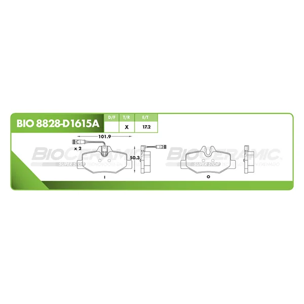 Pastilla para freno de disco Bioceramic, Formula Hibrida LowMet, Trasera BIO 8828-D1615A