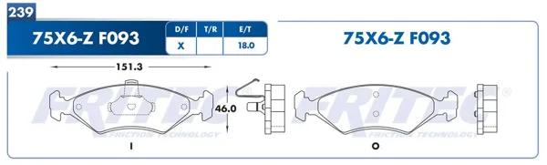 Pastilla para freno de disco Fritec, Formula Ceramic Specific, Delantera SPC-75X6-Z