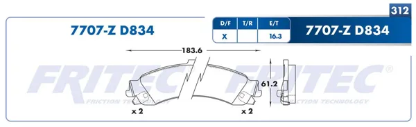 Pastilla para freno de disco Fritec, Formula Ceramic Specific, Trasera SPC-7707-Z