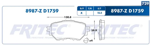 Pastilla para freno de disco Fritec, Formula Ceramic Specific, Delantera SPC-8987-Z